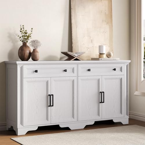 ONBRILL 63" Sideboard Buffet Cabinet, Large Credenza with Drawers White - Image 6