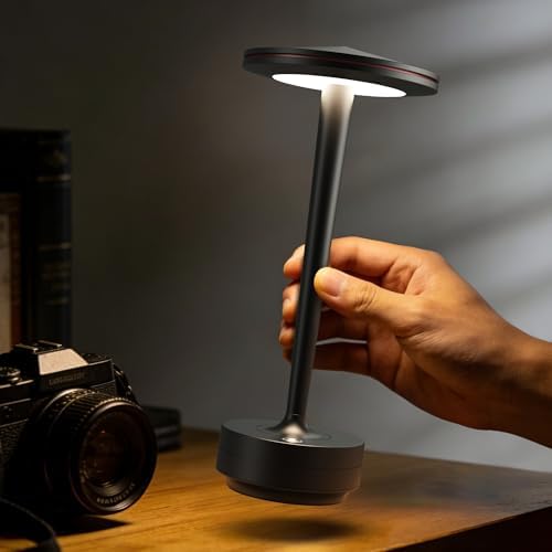 Cordless Table Lamps,6000mAh Rechargeable Battery,Portable LED Lamp with 60H Runtime,3 Color Modes&Stepless Dimming,Waterproof Metal Lamp for Patio,Restaurant Bedroom Dining Black - Image 5