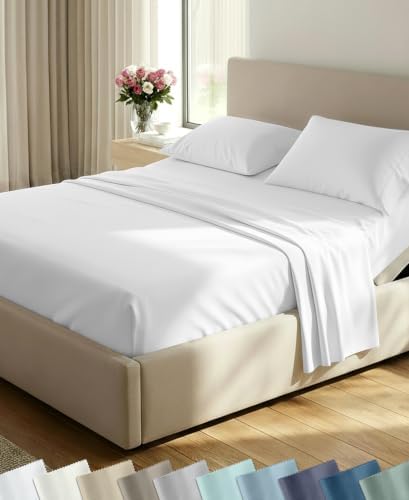 California Design Den 100% Cotton Sateen Split King Sheets, 5 Pcs, White by CaliforniaDesignDen