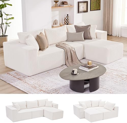 Weture 107.4" Modular Bnoeless Couch, Convertible Sectional Couch, Beige by Weture