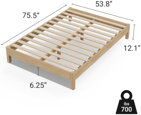 LIFEMENT Full Bed Frame Signature Wood Platform, Noise Free, Under Bed Storage, No Box Spring Needed, Easy Assembly, Natural Natural - Image 2