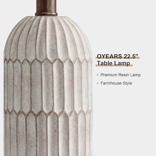 OYEARS 22" Bedside Table Lamps Set of 2, Farmhouse Lamp with USB,Dark Brown - Image 5