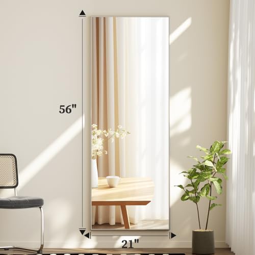 BEAUTYPEAK Full Length Mirror with Stand, 56"x21" Floor Mirror, Silver - Image 5