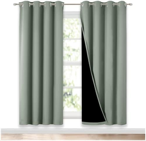 NICETOWN Greyish Green Blackout Curtains for Nursery 52" w x 72" L 2 Panels by NICETOWN