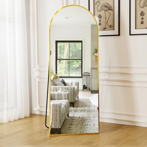 Dewfig Mirror Full Length, 64"X21" Arched Floor Mirror, Gold - Image 2