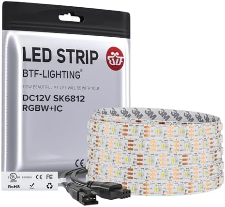 BTF-LIGHTING RGB+Cool White SK6812 LED Strip 16.4FT 300LED IP30 DC12V by BTF-LIGHTING