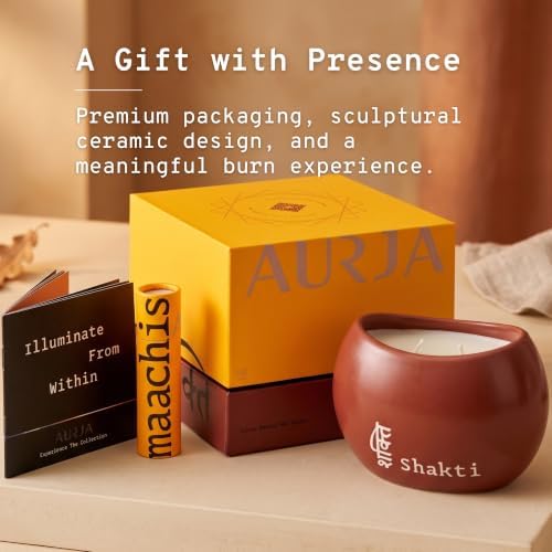 Shakti Luxury Scented Candle with Saffron, Tobacco & Patchouli Fragrance Notes, Soy Coconut & Beeswax Blend, 60+ Hour Burn Time, Premium Natural Wax Candle for Warm Earthy Aroma & Elegant Gift Giving - Image 2