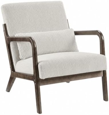 Garvee Mid Century Accent Chair, Upholstered Armchair with Lumbar Pillow - Image 6
