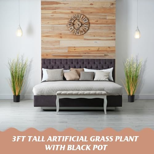 Jexine 2 Pcs 3 ft Tall Artificial Grass Plant Potted Artificial Greenery Floor Plants Faux Pampas Grass Tall in Pot for Housewarming Gift House Garden Bathroom Lobby Outdoor Decoration - Image 5