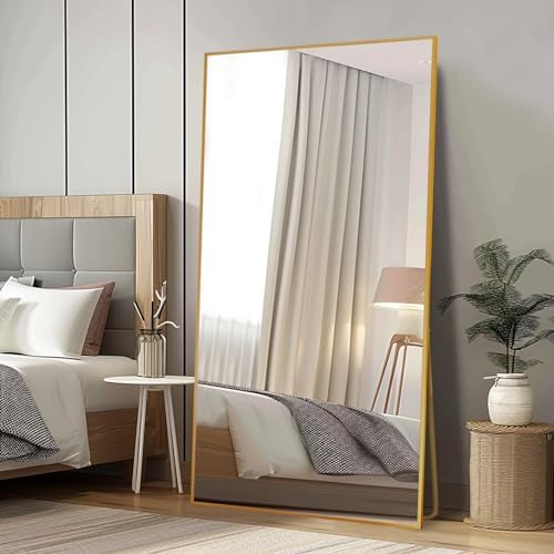 LFT HUIMEI2Y 76.4"x37" Full Length Mirror, Gold Floor Mirror by LFTHUIMEI2Y