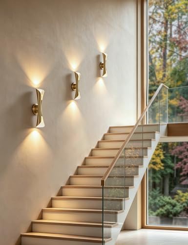 Tubicen Wall Sconces Set of 2, Dimmable Hardwired Wall Lights, Gold, 15.7" - Image 3