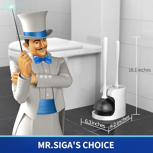 MR.SIGA Toilet Plunger and Bowl Brush Combo for Bathroom Cleaning, White - Image 2