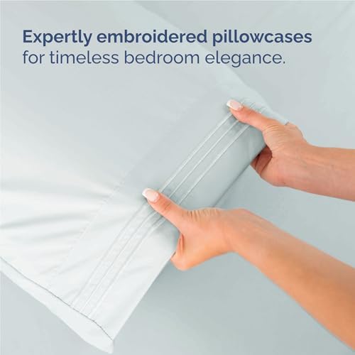 Full Size 4 Piece Sheet Set - Comfy Breathable & Cooling Sheets - Ice Blue - Image 6