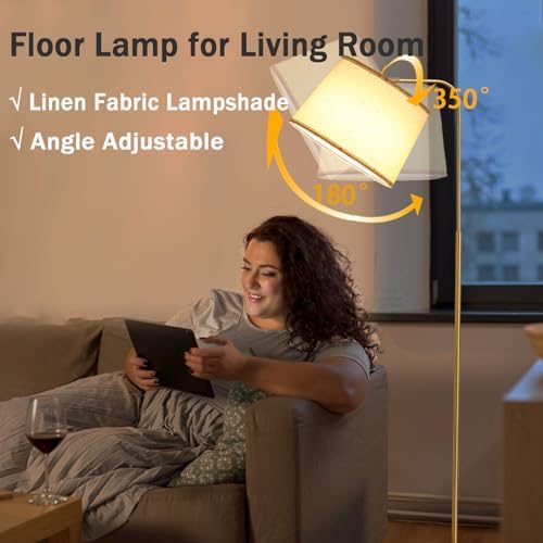 Floor Lamp for Living Room, Dimmable Modern Floor Lamps for Bedroom, Remote Control Modern Corner Standing Lamps, Nursery Industrial Adjustable Arc Tall Lamp with 9W Bulb for Office Reading - Image 4