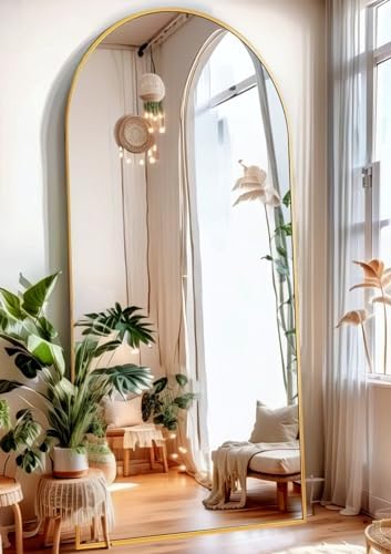 ITSRG Floor Mirror, Full Length Mirror with Stand, Arched Wall Mirror, 26"x68" Mirror Full Length, Gold Floor Mirror Freestanding, Wall Mounted Mirror for Bedroom Living Room, Gold by ITSRG