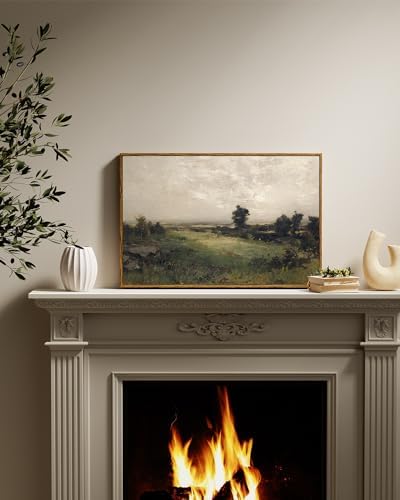 InSimSea Framed Canvas Wall Art Vintage Decor, Landscape Wall Art Room Decor, Large Classical Scenery Valley Grassland Paintings Wall Decor, Home Decor for Living Room Bedroom Office, 16"x24" - Image 3