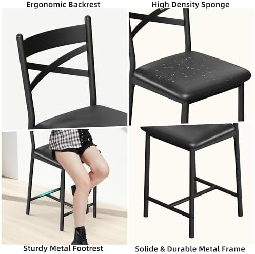 IDEALHOUSE 26" Bar Stools Set of 2, Counter Height Barstools with Back,Black - Image 6