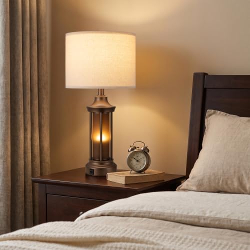 Seealle 24" Farmhouse Table Lamps for Living Room, Bedside Lamps Set of 2 - Image 3