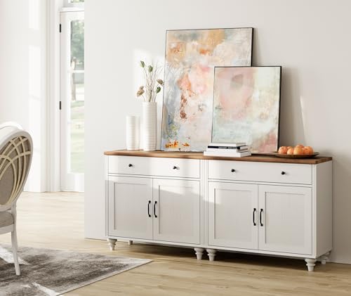 WAMAPT Buffet Cabinet with 4 Doors & 2 Drawers, Large Wood Sideboard Table - Image 3