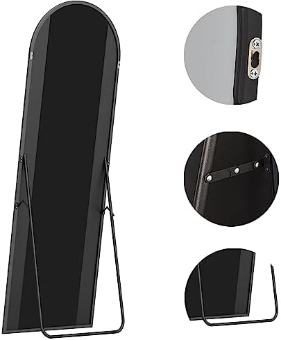 Floor Mirror, 64"x21" Black Full Length Mirror, Arched Mirrors Full Length, Freestanding Mirrors, Arch Floor Length Mirror with Thin Aluminum Frame Hanging or Leaning, Wall Mounted Mirror for Bedroom - Image 4