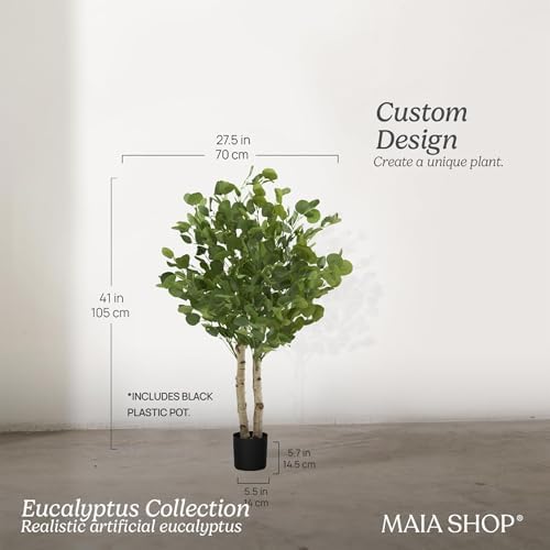 Maia Shop - 3ft 5in Artificial Eucalyptus Tree - Indoor Faux Plant - Image 6
