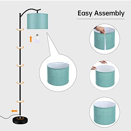 BoostArea Floor Lamp for Living Room,LED Arched Floor Lamp,Tall Modern Standing Lamp with Green Linen Shade,E26 Socket, Footswitch,Montage Mid Century Floor Lamp for Bedrooms,Office - Image 7