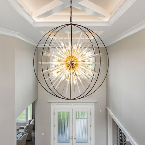 Vezzio Extra Large Black and Gold Chandeliers for High Ceiling Foyer - Image 4