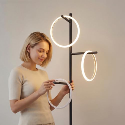 Black Floor Lamp with 3 Lights, Modern LED Tree Floor Lamp for Living Room - Image 5