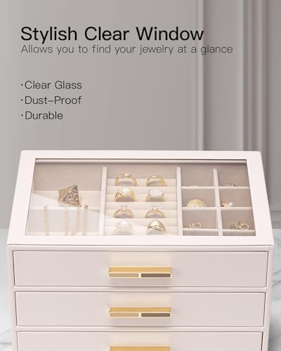 VLANDO Jewelry Box Organizer, 7-Layer Storage Drawers, Glass Window, Modern - Image 4