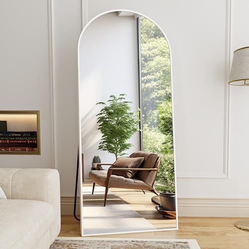 Full Length Mirror, 71"x30" Arched Floor Mirror, Oversized Standing Mirrors, Hanging or Leaning Against Wall Mounted Mirrors, Large Full Body Mirror with Aluminum Frame for Bedroom (White) - Image 3