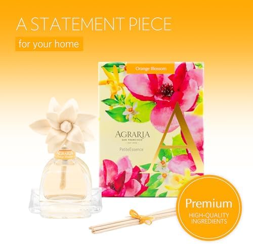 Agraria PetiteEssence 1.7oz Flower and Reed Diffuser Set, Hand Crafted Sola Flower Botanical Air Diffusers for Home, Orange Blossom Decorative Diffuser - Image 2