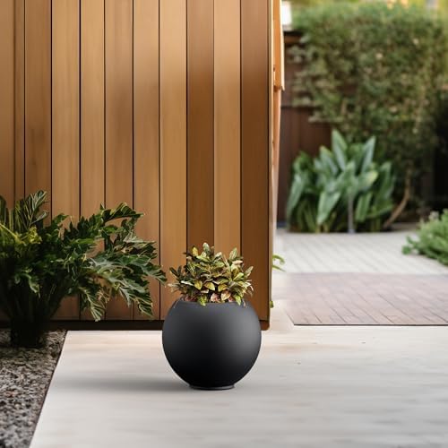 Kante Small Round Sphere Black Concrete Planter 11" Dia, Outdoor - Image 6