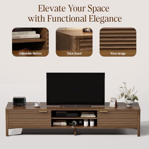 TV Stand for Living Room up to 85 Inch TVs Entertainment Center Walnut 80" - Image 5