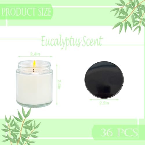 36 Pcs 4 Oz Mini Soy Candles,Eucalyptus Scented,Aromatherapy Candle,Bulk Candle Set，Great Stress Relieving Scented Candles for Girls as a Gift for Birthdays, Weddings and More! - Image 2