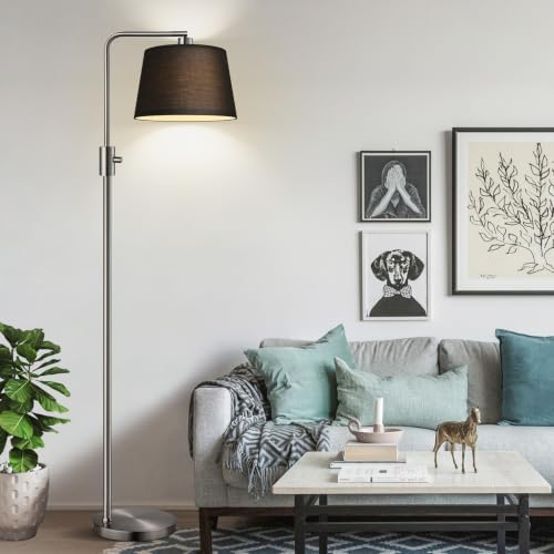 Nintiue 【Upgraded】 Dimmable Floor Lamp, 1000 Lumens LED Edison Bulb Included, Brushed Nickel Arc Floor Lamps Modern Standing Lamp with Black Shade, Tall Lamps for Living Room Bedroom - Image 6