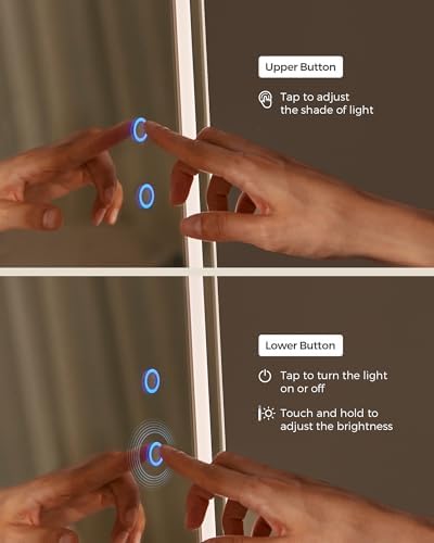 SONGMICS LED Mirror Jewelry Cabinet Standing, Adjustable Lights, Lockable - Image 4