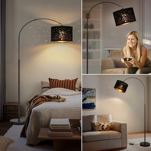 Dimmable Floor Lamp, Arc Floor Lamp with Adjustable Star Shade, Black - Image 6