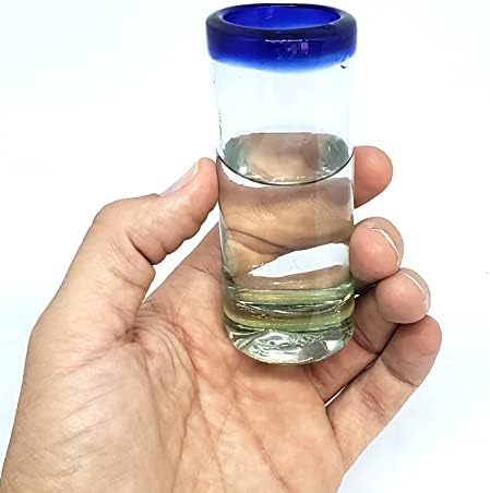 Cobalt Blue Rim 2 oz Tequila Shot Glasses (set of 6), Recycled Glass, Lead-free, Toxin-Free (Shot) - Image 4