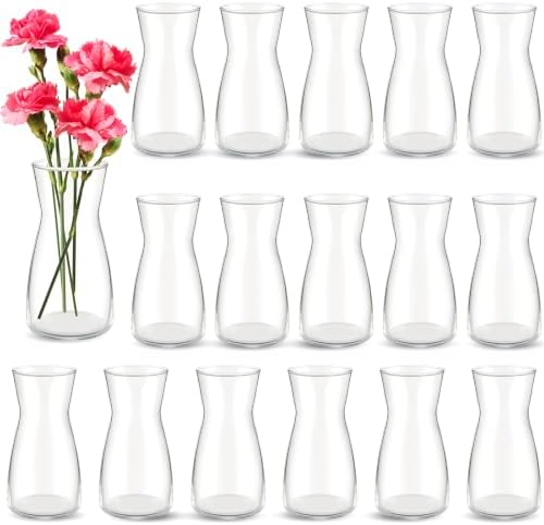 Thenshop 16 Pcs 8'' Tall Clear Glass Flower Vase for Bouquet, Clear by Thenshop