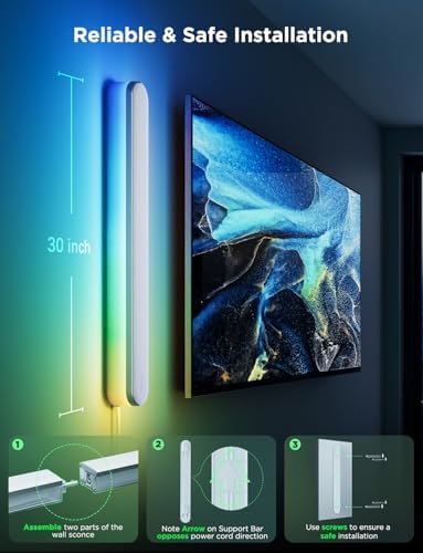 Govee Wall Sconces, RGBIC LED Wall Lights, Works with Matter, 2 Pack - Image 6