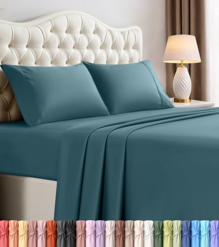Queen Sheets Set, 4 Pieces 16" Deep Pocket Hotel Luxury Sheets, Blue Heaven by UTOPIABEDDING