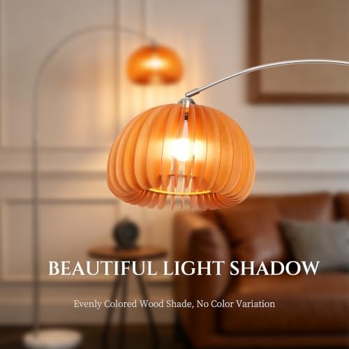 Modern Arc Floor Lamp Adjustable Wood Standing Lamp for Living Room - Image 6
