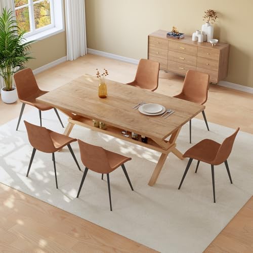 HIPIHOM Dining Table Set for 6,Kitchen Table with Dining Chairs by HIPIHOM