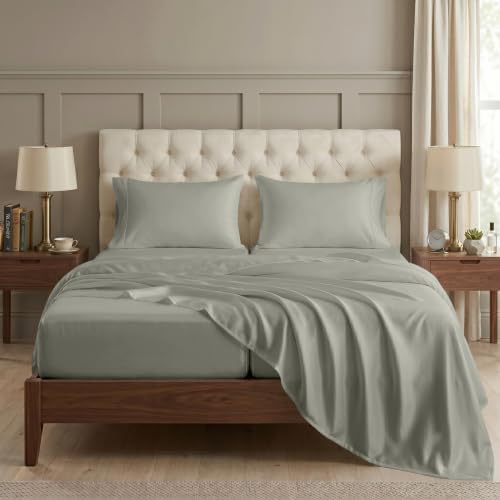 LANE LINEN Split King Deep Pocket Sheets 100% Egyptian Cotton - Silver by LaneLinen