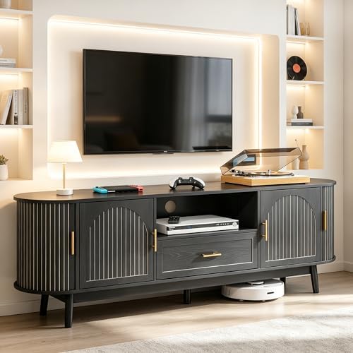 70" Fluted TV Stand for Tvs up to 80" Entertainment Center with Storage by Mxtxmy