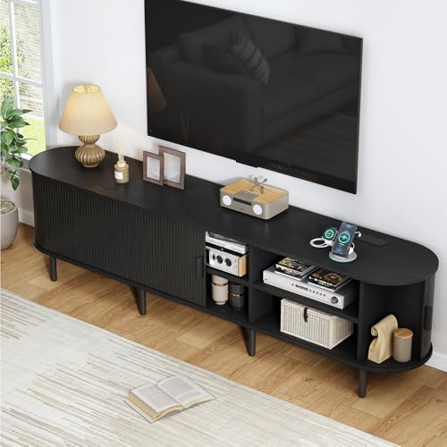 ComfyCorner 86.6" Mid Century Modern TV Stand with Sliding Doors for 90" TV - Image 3