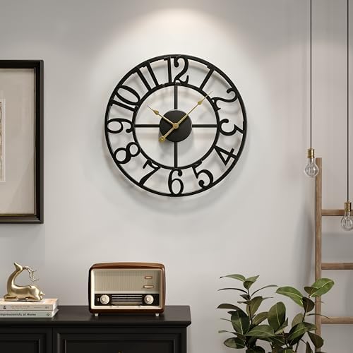 Cuspin Black Wall Clock 16 Inch Modern Clocks for Living Room Decor by Cuspin