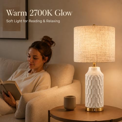 24''Cordless Table Lamp Touch Dimmable Bedside Lamps Set of 2 for Bedroom - Image 2