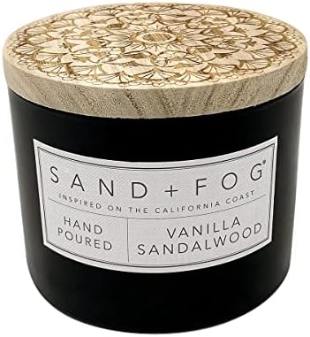 Sand + Fog Scented Candle - Vanilla Sandalwood – Additional Scents and Sizes – 100% Cotton Lead-Free Wick - Luxury Air Freshening Jar Candles - Perfect Home Decor – 12oz by SandFogHome