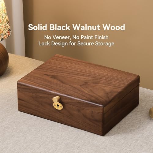 Black Walnut Wooden Lockable Jewelry Box, 2 Layer Organizer Case for Women - Image 3